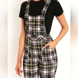 NWOT Blackmilk Skull Tartan Overalls Size XS